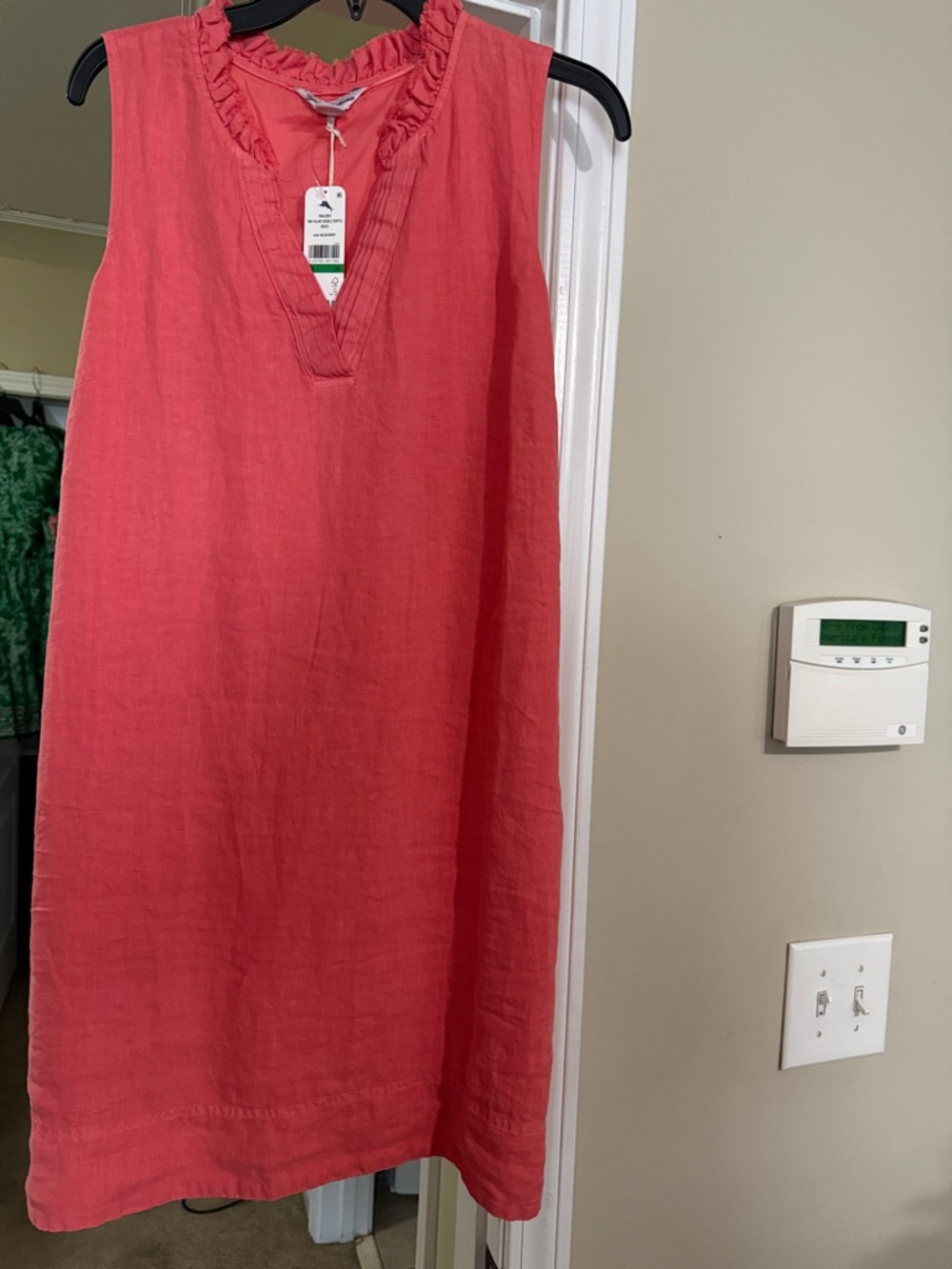 Tommy Bahama Coral Sleeveless Linen Shift Dress